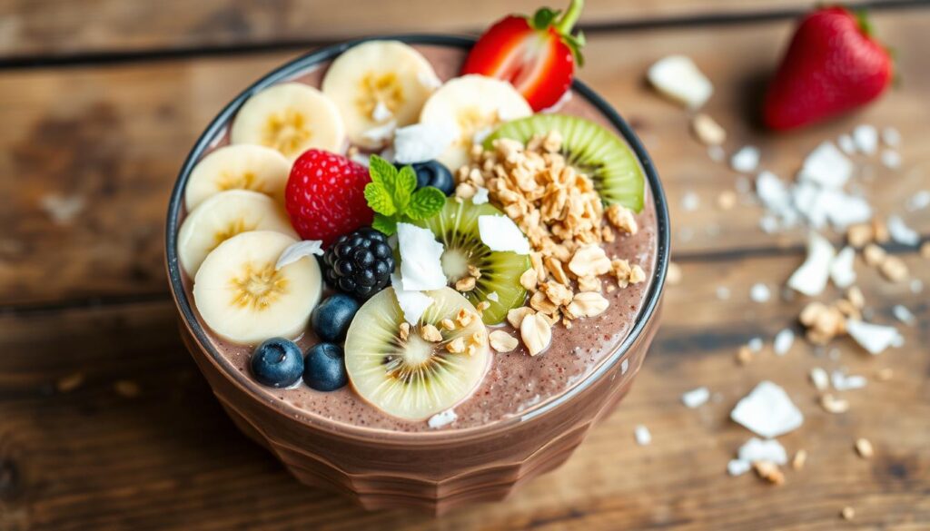 Hot Chocolate Smoothie Bowl Fruit Toppings